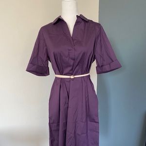 CHICO’S NWT PURPLE SOLID POPOVER SHIRT DRESS,